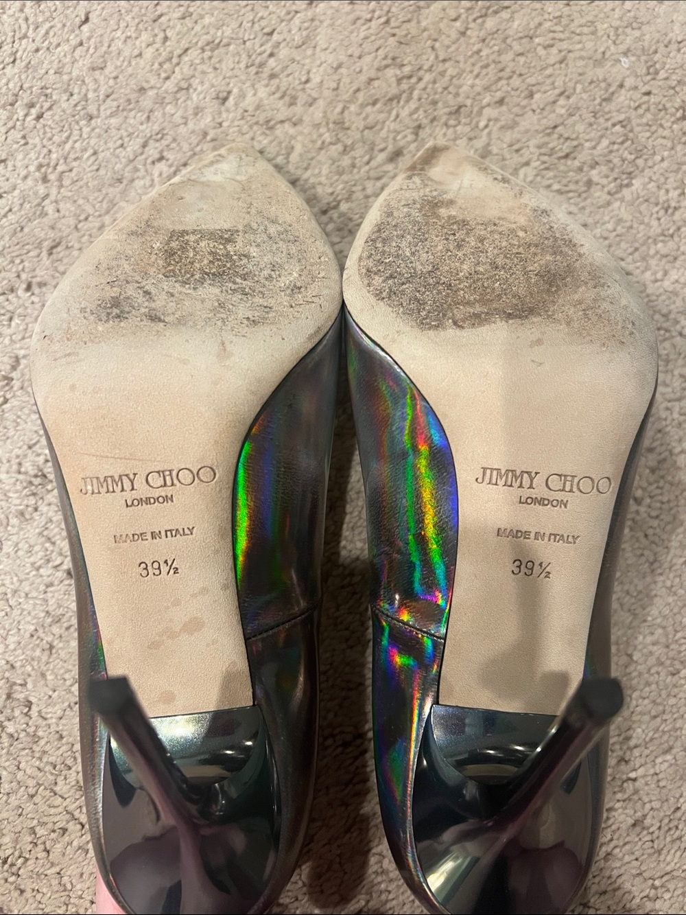Jimmy Choo Iridescent Holographic Pointed-Toe Pumps 39.5 - Picture 4 of 6